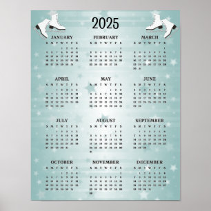 Ice Skates Design 2025 Calendar Poster