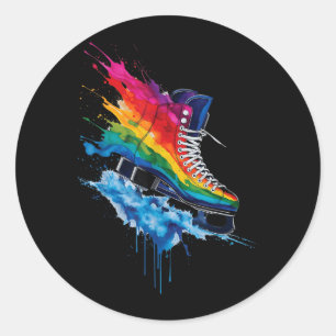 Ice Skates Ice Hockey Classic Round Sticker