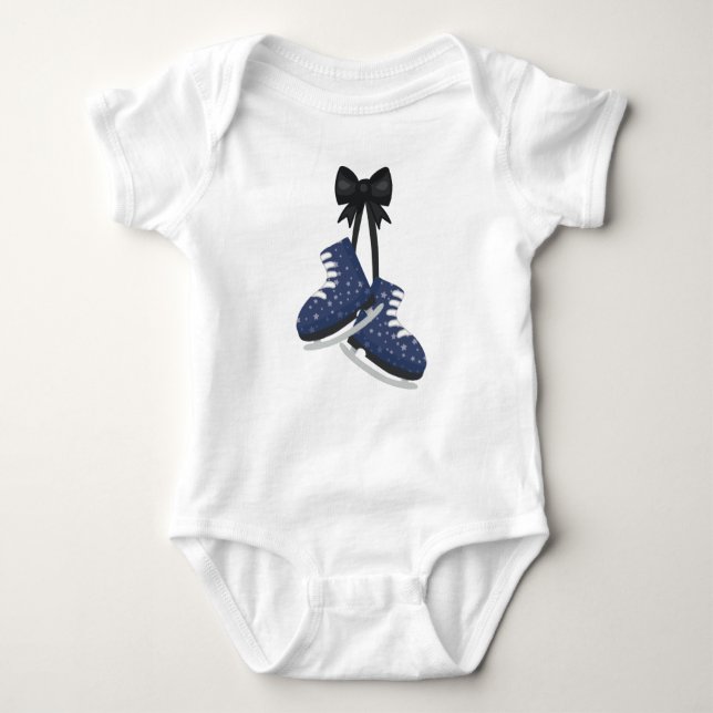 Ice Skates, Ice Skating, Figure Skating, Stars Baby Bodysuit (Front)
