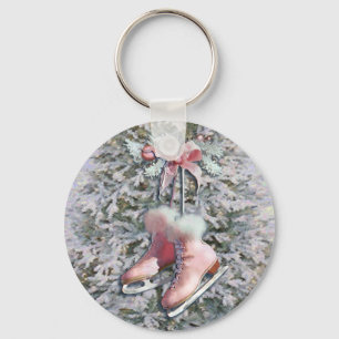 ICE SKATES in PINK by SHARON SHARPE Key Ring