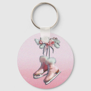 ICE SKATES in PINK by SHARON SHARPE Key Ring