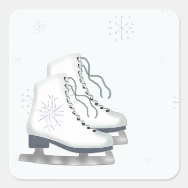 Ice Skates, Snowflakes Sticker (Front)