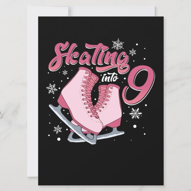 Ice Skating 9th Birthday Girl 9 Years Old Card (Front)