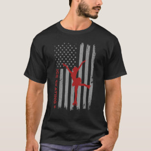 Ice Skating American Flag Figure Ice Skating Girl T-Shirt