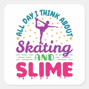Ice Skating and Slime Cute Figure Skater  Square Sticker