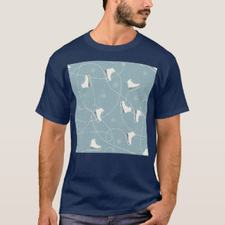 Ice Skating and Snowflakes Pattern Winter in Wonde T-Shirt