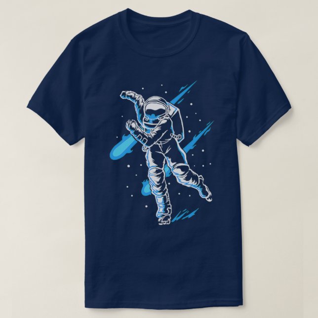Ice Skating Astronaut Ice Skates Funny Ice Skater  T-Shirt (Design Front)