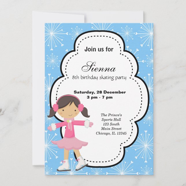 Ice Skating Birthday (Blue) Invitation (Front)
