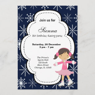 Ice Skating Birthday (Dark Blue) Invitation