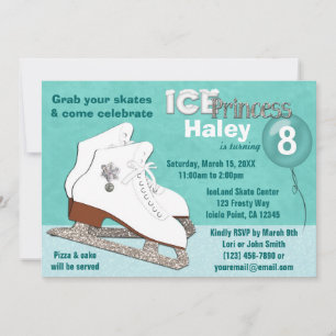 Ice Skating Birthday Invitation AQUA Ice Princess
