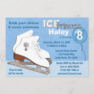 Ice Skating Birthday Invitation BLUE Ice Princess