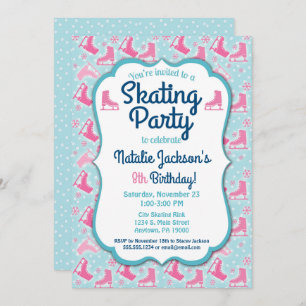 Ice Skating Birthday Invitation Girls Party Invite