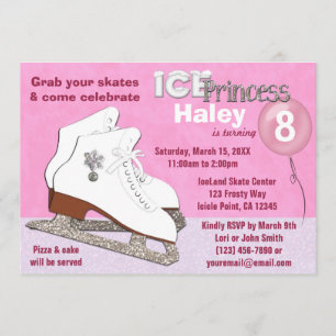 Ice Skating Birthday Invitation PINK Ice Princess
