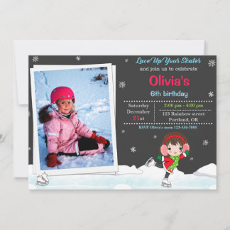 Ice skating birthday invitation Winter invitation