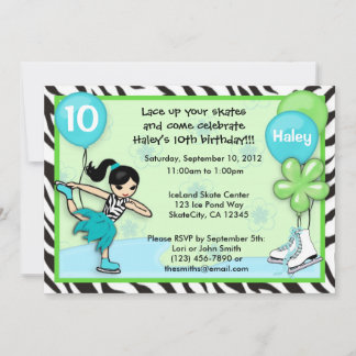 Ice Skating Birthday Invitation zebra print