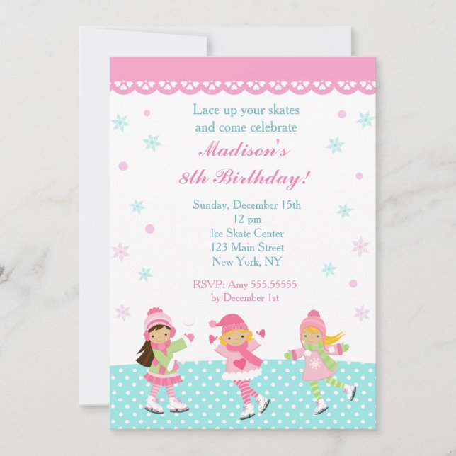 Ice Skating Birthday Invitations (Front)