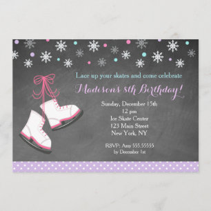 Ice Skating Birthday Invitations for Girls