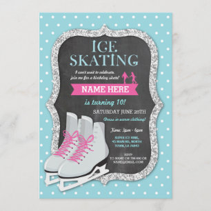 Ice Skating Birthday Party Chalk Skate Invite