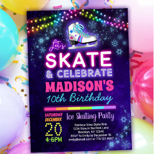 Ice Skating Birthday Party Invitation for Girls