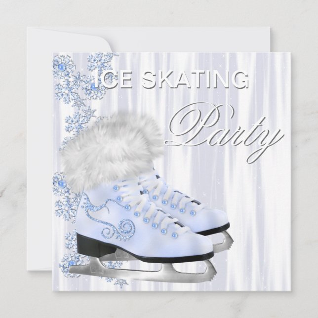 Ice Skating Birthday Party Invitations (Front)