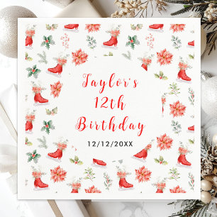 Ice Skating Birthday Party Red Napkin