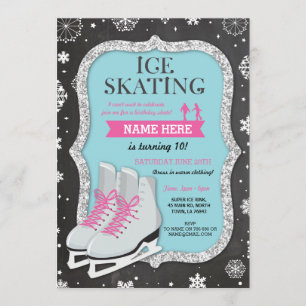 Ice Skating Birthday Party Snowflake Chalk Invite