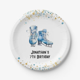 Ice-Skating Birthday Plates, Hockey Birthday Paper Plate