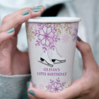 Ice Skating Birthday Purple and Gold Snowflake