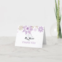 Ice Skating Birthday Purple Gold Snowflakes