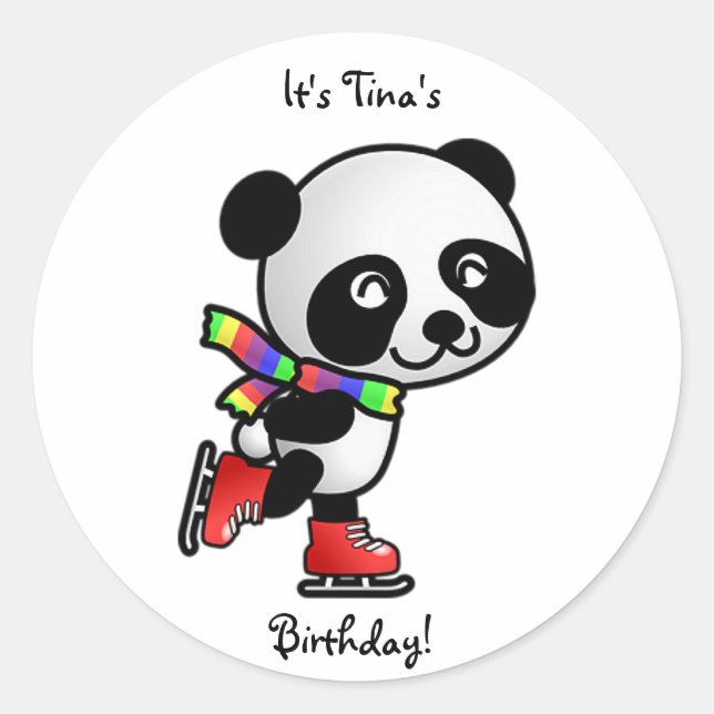 Ice Skating Birthday Sticker (Front)