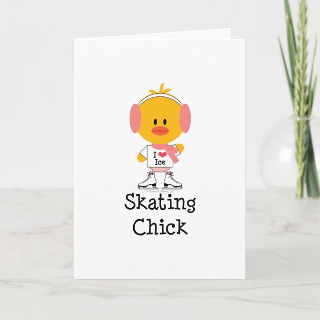 Ice Skating Chick Greeting Card (Front)