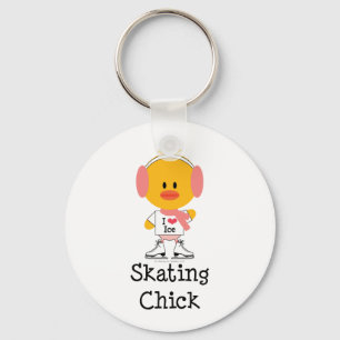Ice Skating Chick Keychain