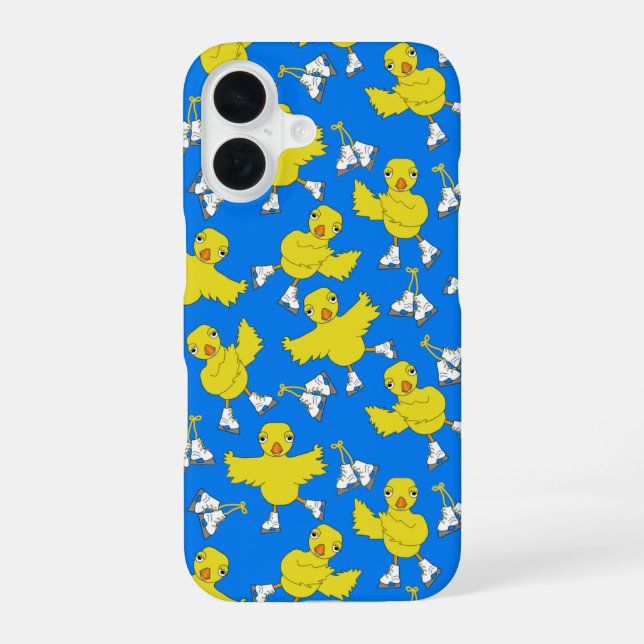 Ice Skating Chick Skates Pattern Fleece Blanket iPhone 16 Case (Back)
