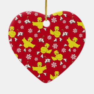 Ice Skating Chick Snowflake Pattern Ceramic Ornament