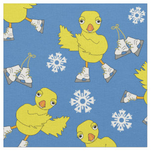 Ice Skating Chick Snowflake Pattern Fabric