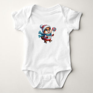 Ice Skating Christmas Beaver Baby Bodysuit