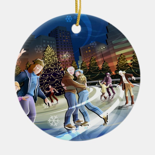 Ice Skating Christmas Ornament (Front)