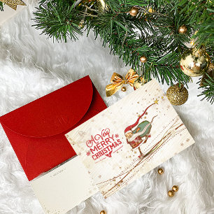 Ice Skating Christmas Santa Claus Holiday Card