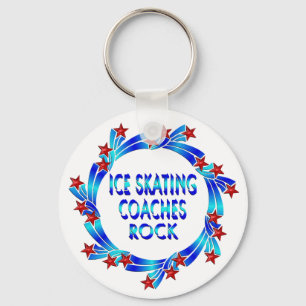 Ice Skating Coaches Rock Red Stars Key Ring