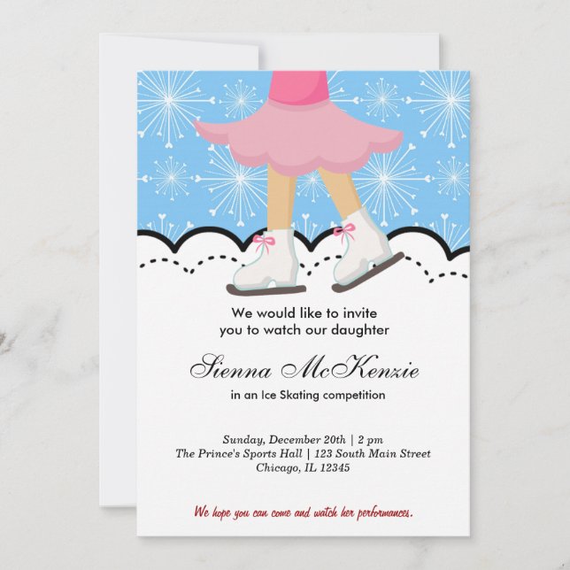 Ice Skating Competition (Blue) Invitation (Front)