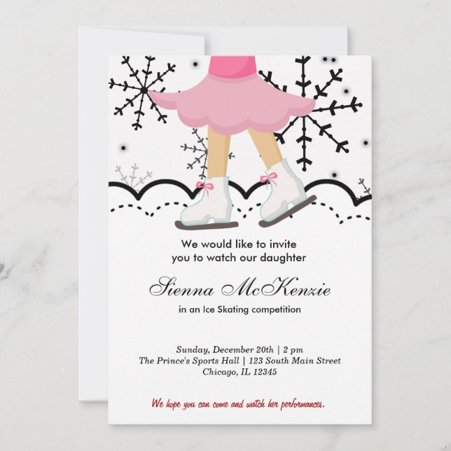 Ice Skating Competition (White) Invitation (Front)