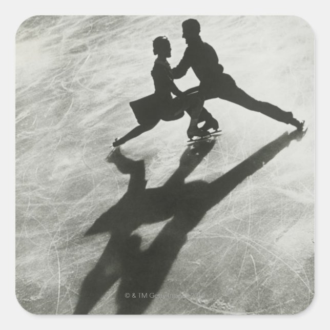Ice Skating Couple Square Sticker (Front)
