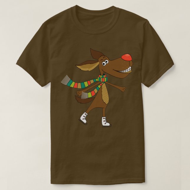 Ice Skating Dog 3 T-Shirt (Design Front)