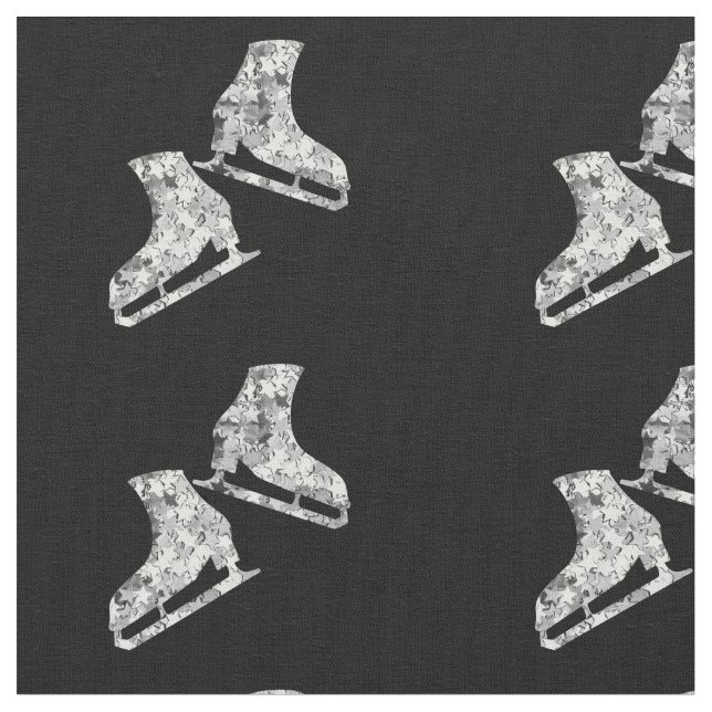 Ice skating fabric - Silver star figure skates (Close Up)