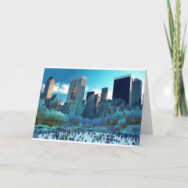 Ice Skating Fantasy Central Park Holiday Card (Front)