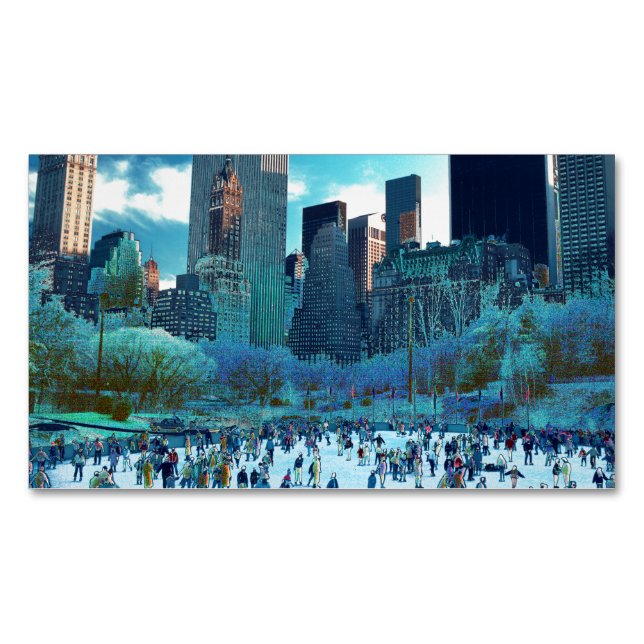 Ice Skating Fantasy Central Park Magnetic Business Card (Front)