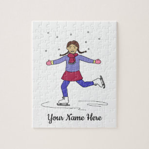 Ice Skating Figure Skater Personalised Name Jigsaw Puzzle