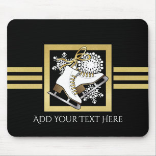 Ice Skating   Figure Skating Faux Gold and Black Mouse Pad