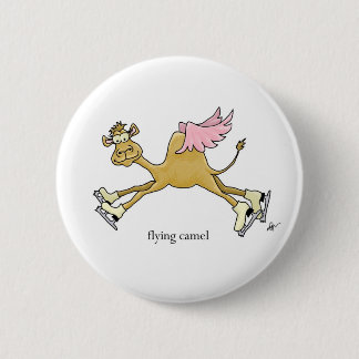 Ice Skating Flying Camel 6 Cm Round Badge