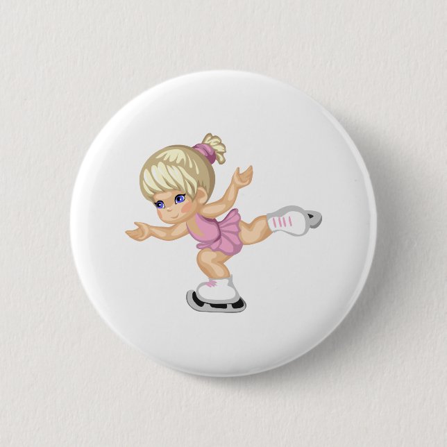 Ice Skating Girl 6 Cm Round Badge (Front)